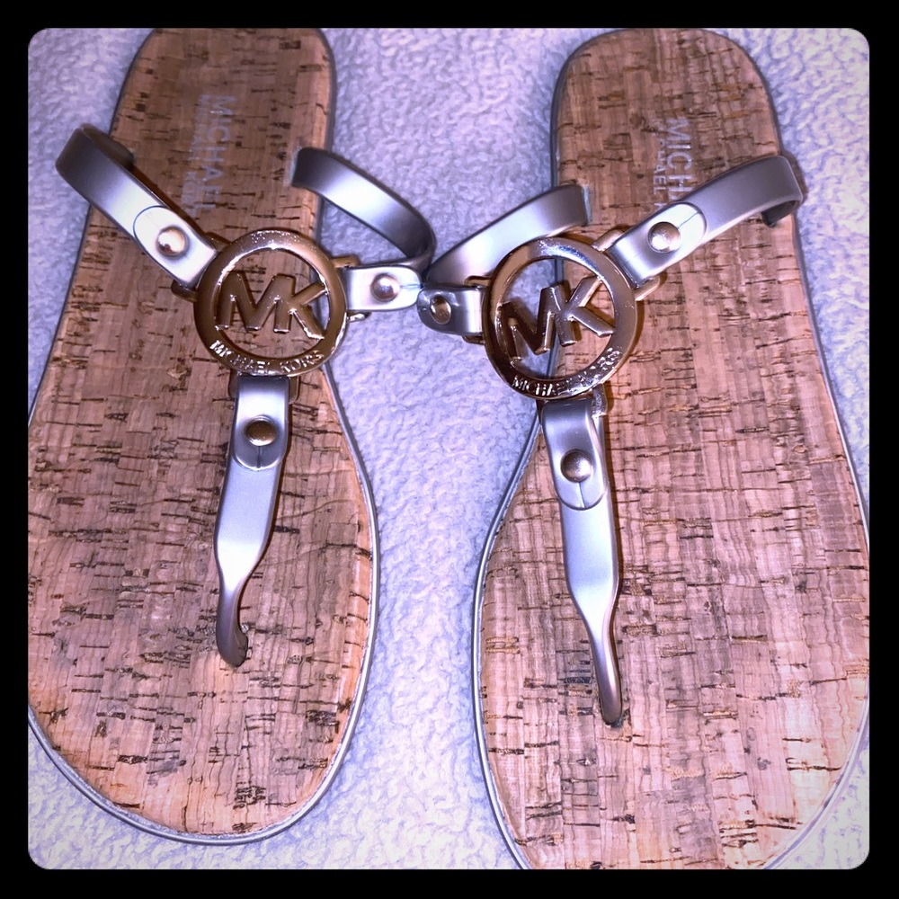 Michael Kors Cork jelly SILVER sandals🩴BRAND NEW!